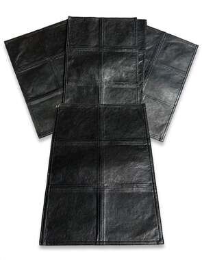 Black Faux Leather Patchwork Placemats Set for Dining Table